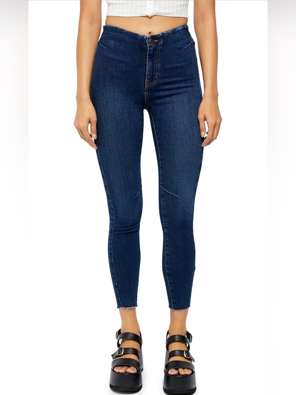 Free People "Miles Away" High Waist Crop Skinny Jean — Feel Like Sunshine Wash